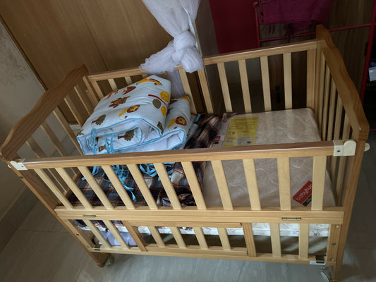 BABYHUG Montana Wooden Cot/ Crib  Dimensions: L107×W60×H85 cm
