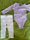 PEKKLE Onesie And Pyjama Set (Set of 2) Peach And Purple