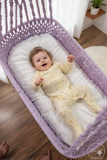 The Top Knott Paris Macramé Baby Cradle – Handwoven Lavender Hanging Bassinet