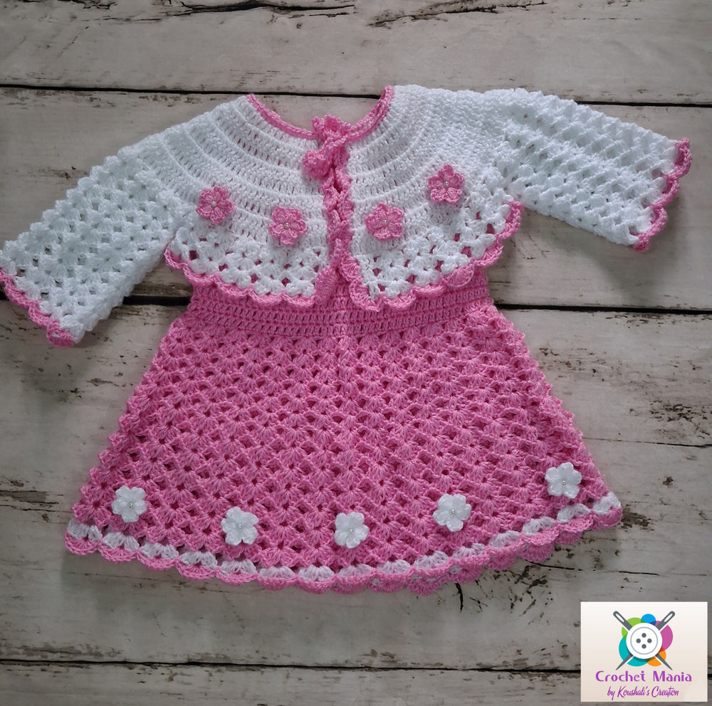 Crochet winter baby frock