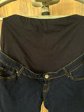 Comfortable and stylish Mothercare maternity jeans in dark blue – perfect fit for expecting moms size 16.








