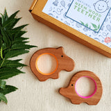 BABYCOV Cute Hippo and Elephant Natural Neem Wood Teethers for Babies | Natural and Safe | Goodness of Organic Neem Wood | Both Chewing and Grasping Toy | Set of 2 (Age 4+ Months) - PyaraBaby