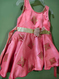 DOLLY BE Girls Frock (Shiny Orange Digital Print)