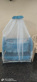 Baby Jhula with Mosquito Net & Storage Basket – Blue Color