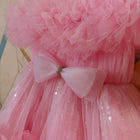 Girls Balloon Frill Party Dress - Baby Pink Frock ( 9-12 m)