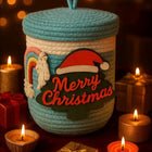 Decorative woven basket with 'Merry Christmas' 