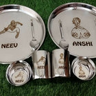 Buy Personalised Stainless Steel Plate, Glass, Bowl, Spoon, and Fork Set – Durable and Customizable Dining Set for Children​

