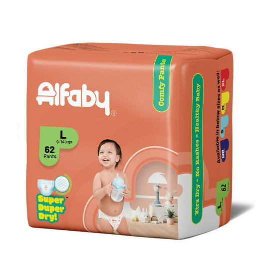 ALFABY Baby Diapers | comfy pants - L Size (62 Pieces)