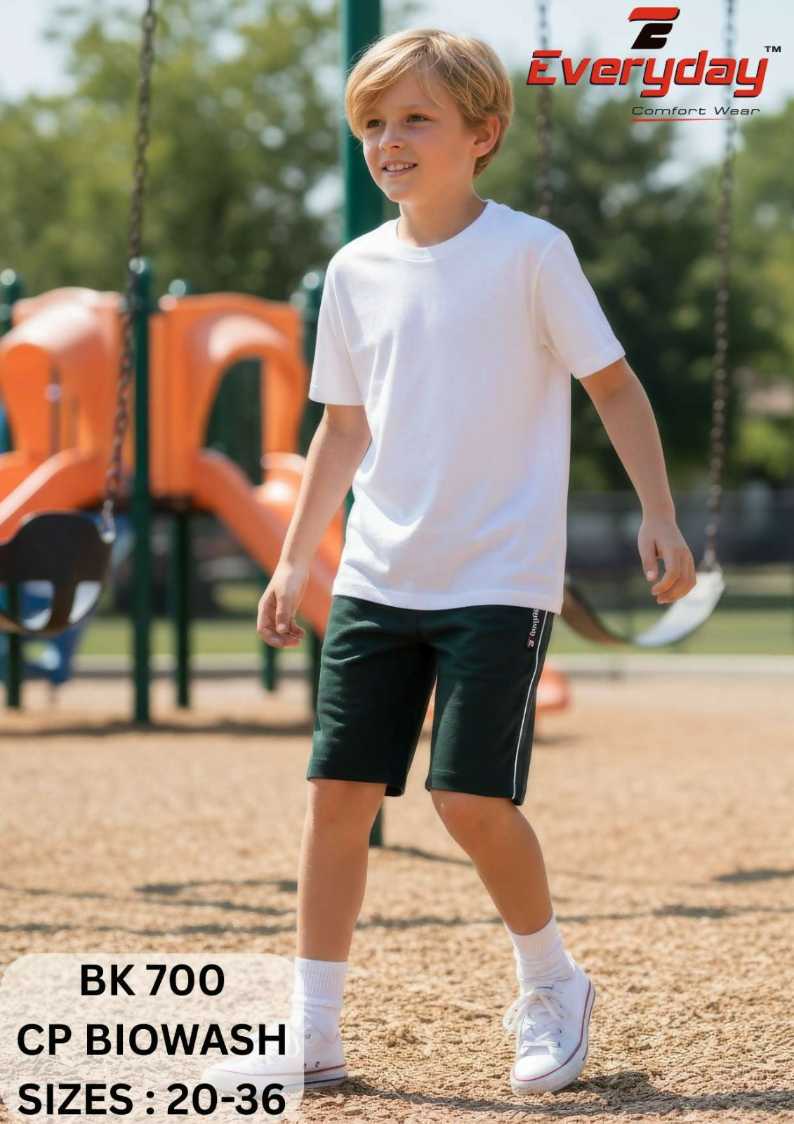 Everyday Boys Comfort Fit Biowash Shorts – Dark Green