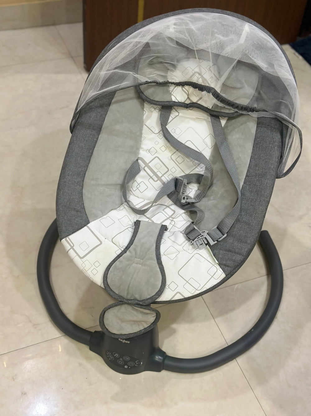 BAYBEE Electric Baby Swing Cradle – Black, Grey & White