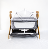 R for Rabbit Lullabies Woodsy Wooden Baby Cradle Bassinet With Mattress