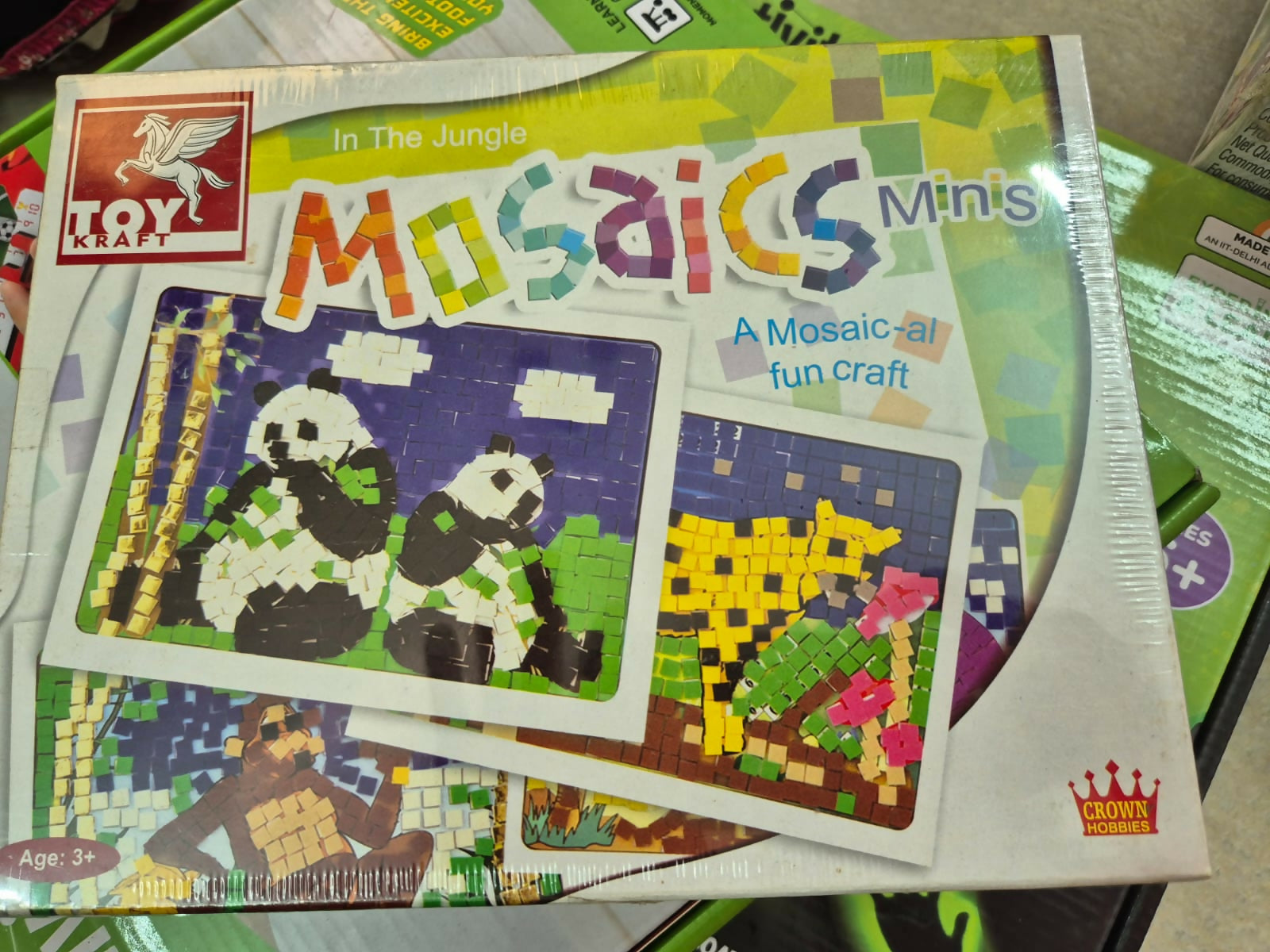 Mosaic craft kit with panda design and colorful packaging