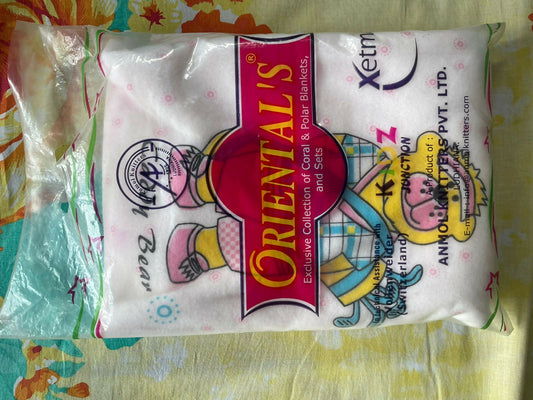 ORIENTAL's Fleece / Coral / Polar Baby Blankets Pink Colour - Caddy Bear Print