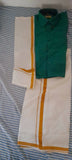 UTHAYAM Veshti and Green Shimmer Shirt, Mund - PyaraBaby