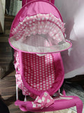 1st STEP Cradle With Wheels Floral & Animal - Pink