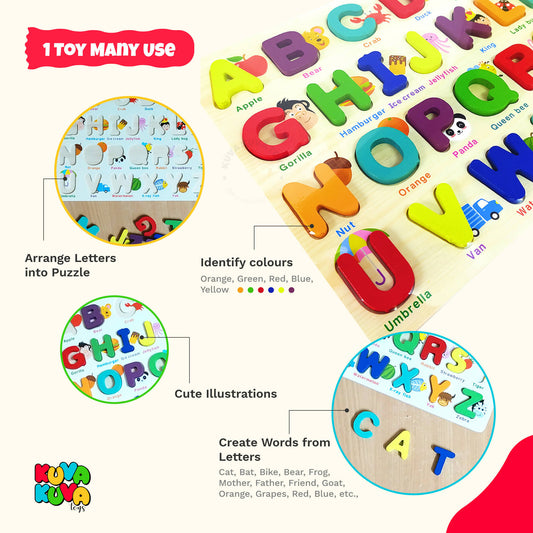 English Alphabets A-Z Educational Puzzle Board for Kids (Pack of 1)