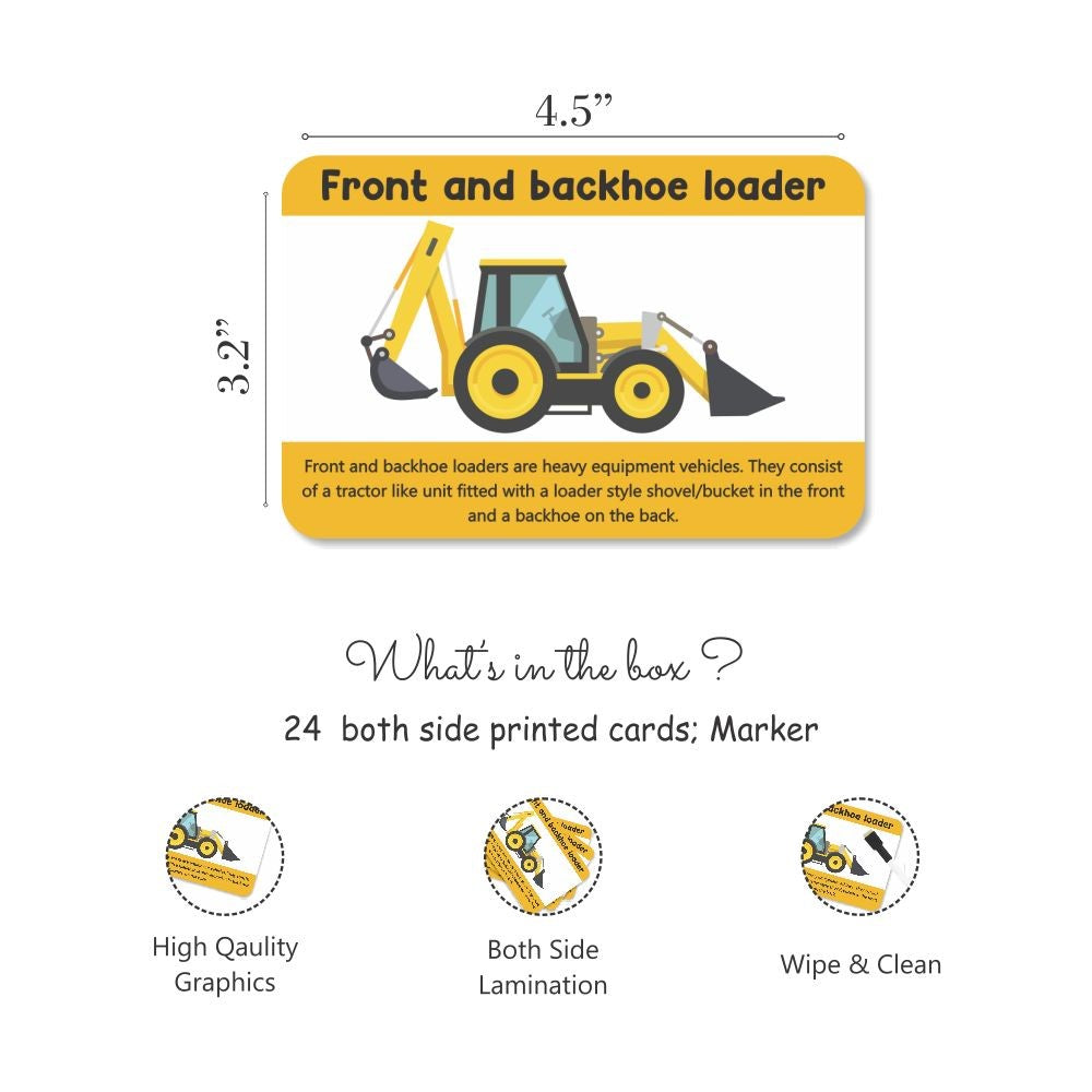 Construction Tools and Vehicles Flash Cards - PyaraBaby