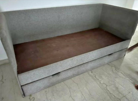 Beige Bed with Pull Out to be Picked up from BKC, Dimensions:185 Width×83 Height×82Depth cm