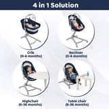 CHICCO Baby Hug 4 In 1, Crib, Recliner, Highchair and Table Chair with Easy Height Adjustment, For babies 0m+, (India Ink, Blue) , Dimensions: ‎61 x 86.4 x 84.3 cm - PyaraBaby