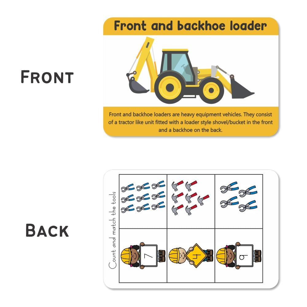 Construction Tools and Vehicles Flash Cards - PyaraBaby