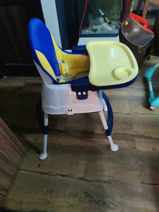 STAR AND DAISY Comfort 3 in 1 Multifunctional High chair/Booster chair/Normal chair with detachable tray, Adjustable height, Soft cushion for kids/baby (Yellow Blue)