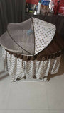 Baby Bassinet With Rocking Function And Mosquito Net - Brown