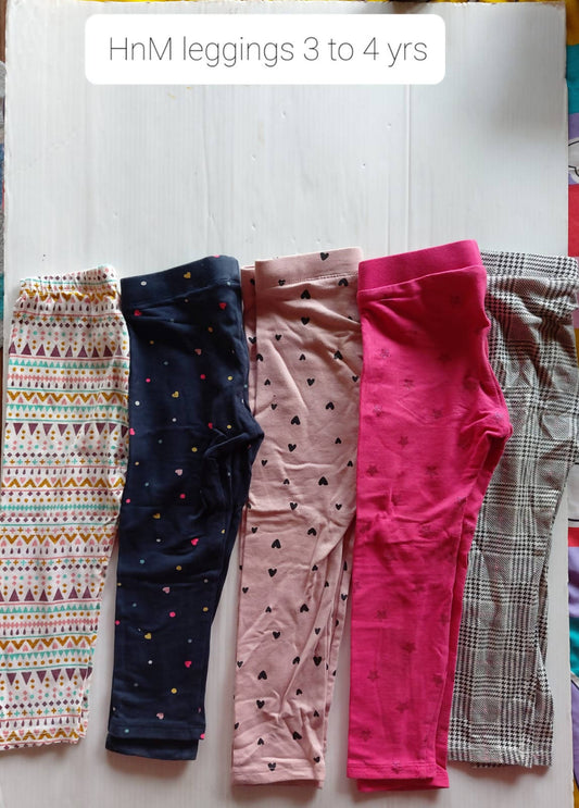 H&M Beatiful Leggings Set Of 5 For 3 To 4 Years Girl - PyaraBaby