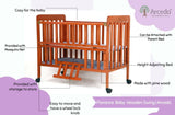 ARCEDO Florence Wooden Baby Cot With Mosquitoes net, Dimensions: H82.5×W59.6×L102.8 cm - PyaraBaby