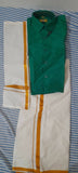 UTHAYAM Veshti and Green Shimmer Shirt, Mund - PyaraBaby