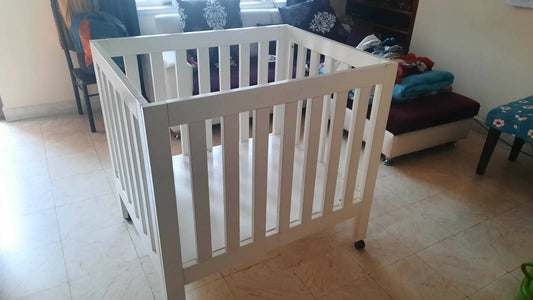 BOPITA Baby Cot/Crib - White, Dimensions: L100 × B80 cm