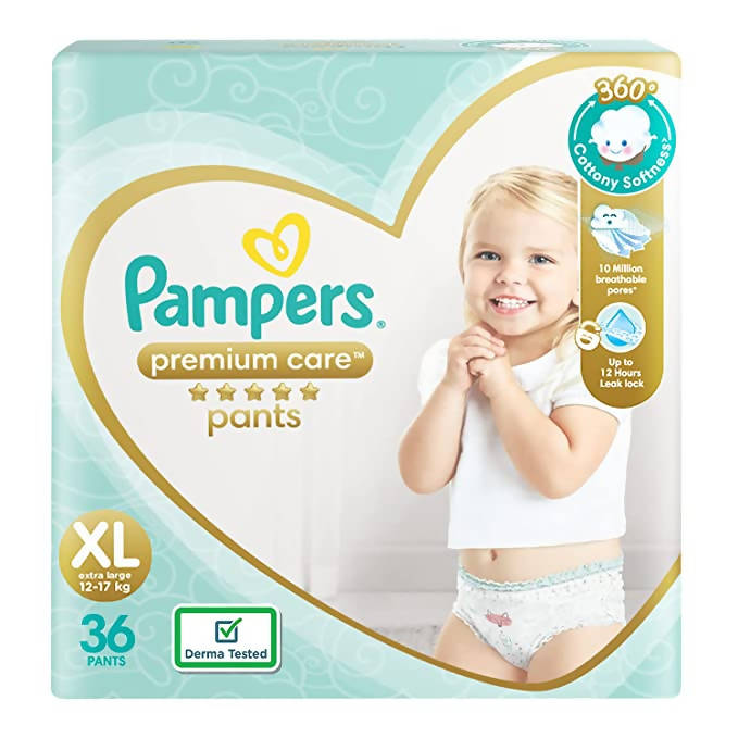 Pampers Premium Care Pants, Extra Large size baby diapers (XL), 36 Count, Softest ever Pampers pants