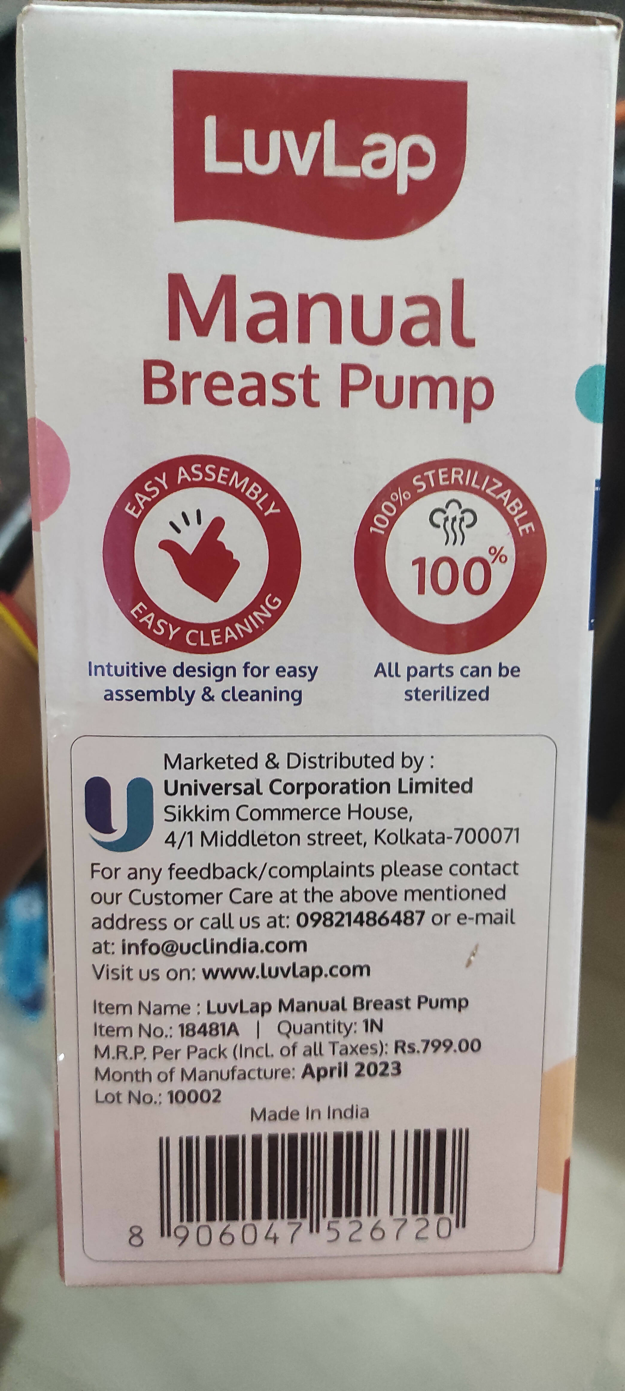 LUVLAP Manual breast pump - PyaraBaby