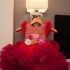 1st Birthday Heavy Handwork Pearl Embroidered Yoke with Heavy Ruffles First Birthday Frock/Dress - PyaraBaby