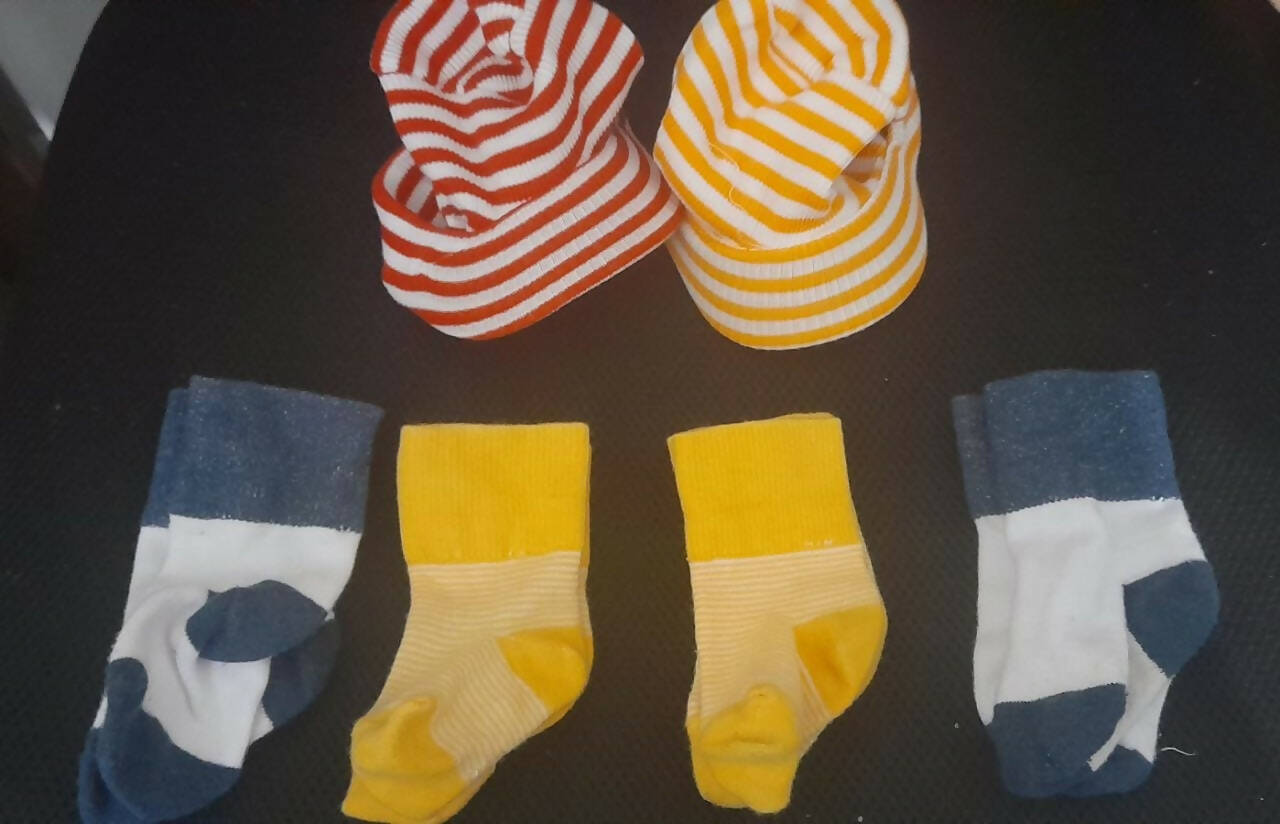 4 Pair Socks and 2 Caps for Baby