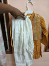 LES PETITS Yellow Kurta with Pyjama and Short Koti