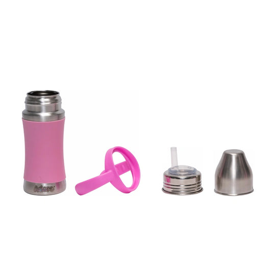 Soi Stainless Steel Straw pink Bottle with Sleeve- 250ml - PyaraBaby