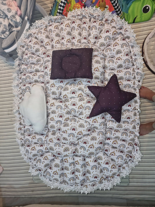 Customised baby nest with mosquito mesh and customised pillow - PyaraBaby