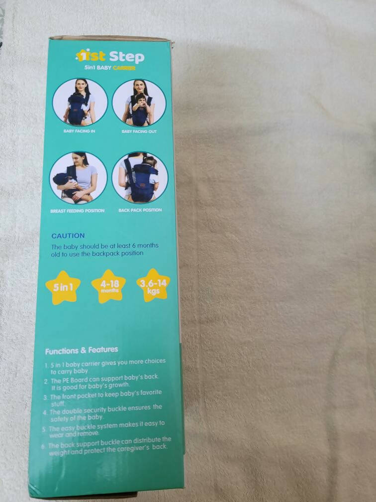 1st STEP 5 in 1 Baby Carrier with Head Support - Blue