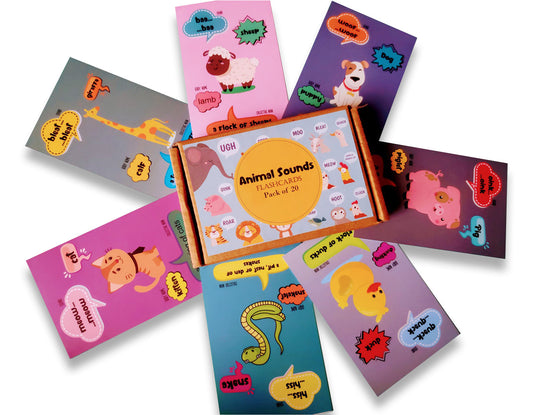 Animals sounds flashcards with collective noun and baby name - PyaraBaby
