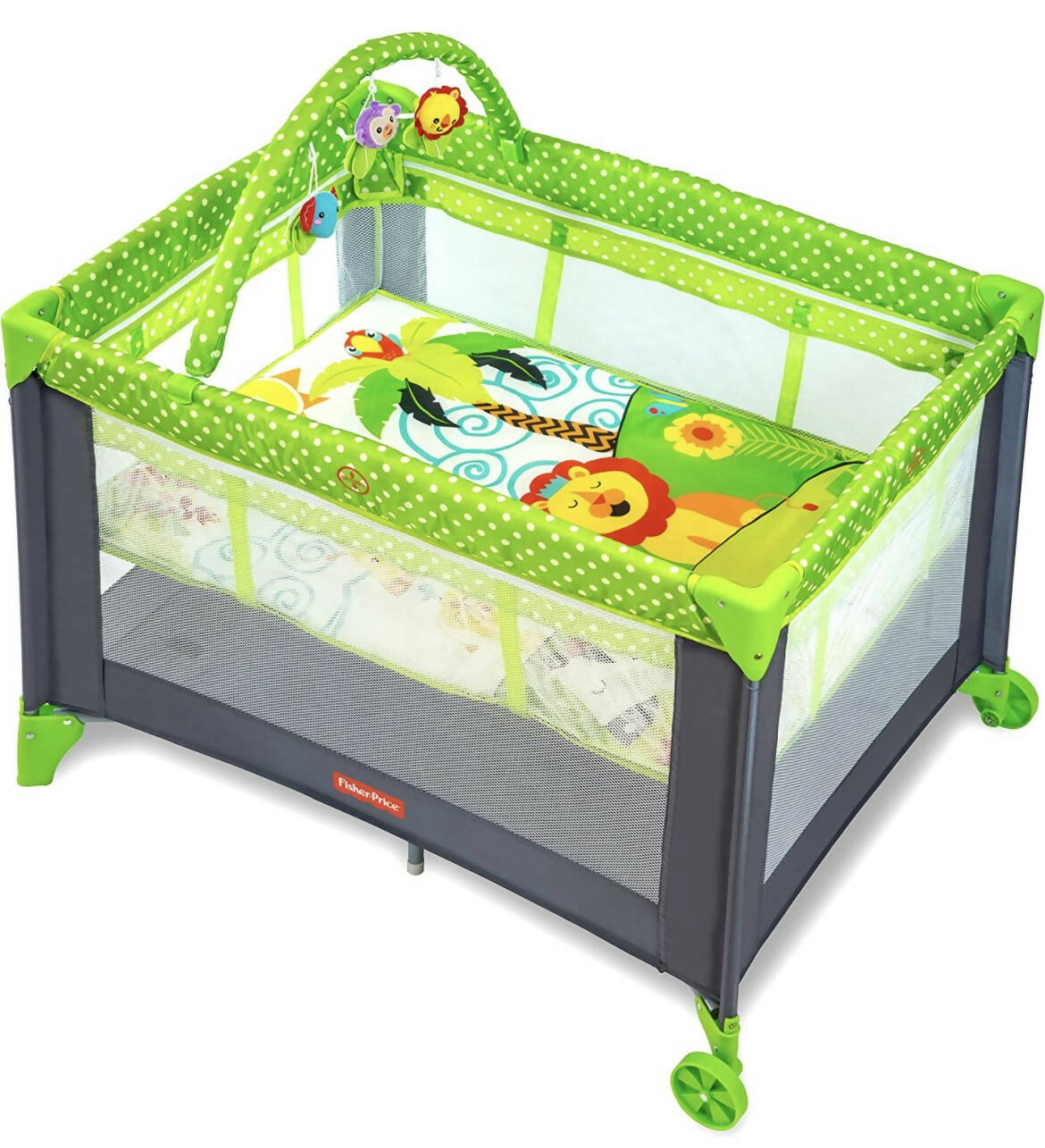 FISHER PRICE Portable Bed/Cot cum Playpen, Dimensions101L x 75W x 105H Cm - PyaraBaby