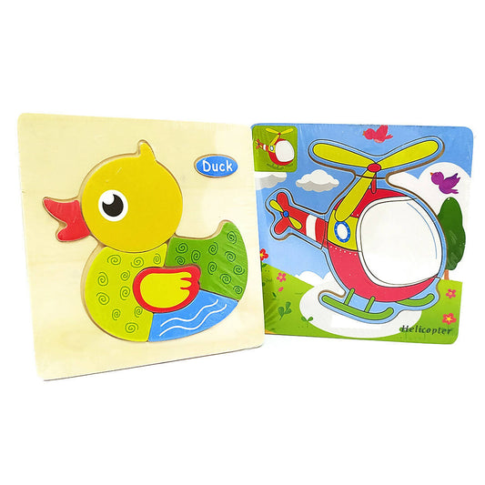 Duck and Chopper Wooden Puzzle Combo - for age 2 to 3 - Wooden