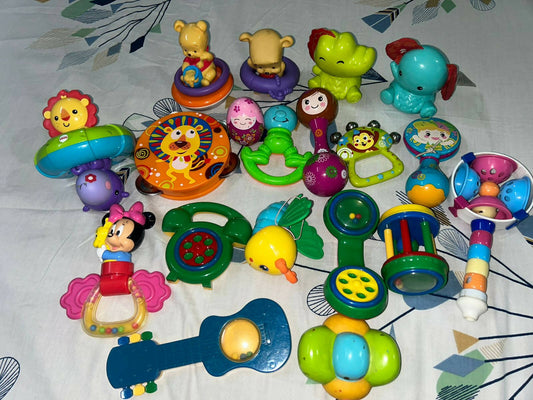 MEE MEE, FISHER PRICE, HUILE ORFF, DISNEY Rattles and Toys