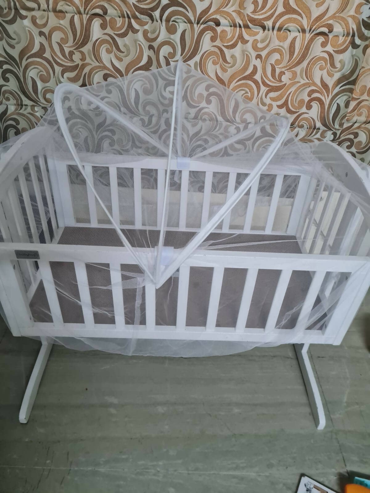 BABYHUG Joy Wooden Cradle, Dimensions - 98L x 57.5W x 81H cm