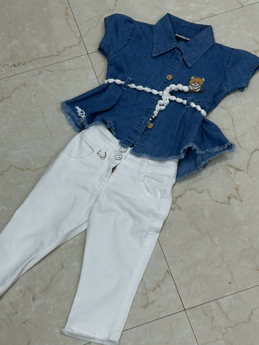 Blue shirt with pant for baby girl - PyaraBaby