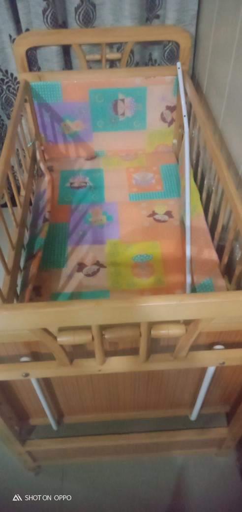 Customised Cot For Baby(With Mattress, bumper and mosquitoes net), Dimensions: W64.5×H88×L122.8 cm