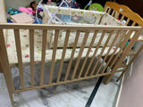 BABYHUG Lily Wooden Cot/Crib with Detachable Bassinet & Side Shelf, Dimensions: 149×64×104 cm