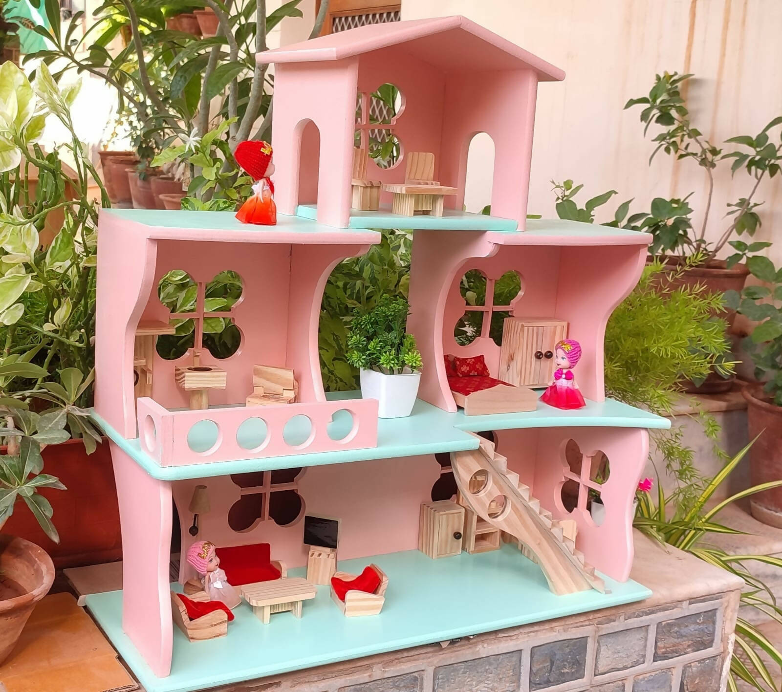 Wooden Doll House- Multi Arrangement 3 Storied Play Set - PyaraBaby