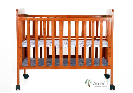 ARCEDO Florence Wooden Baby Cot With Mosquitoes net, Dimensions: H82.5×W59.6×L102.8 cm