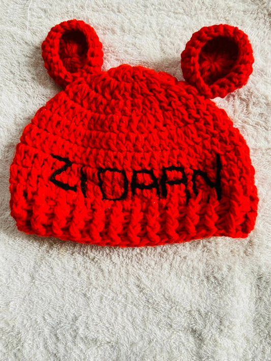 Handmade Customized Crochet Caps for Baby - Red - PyaraBaby