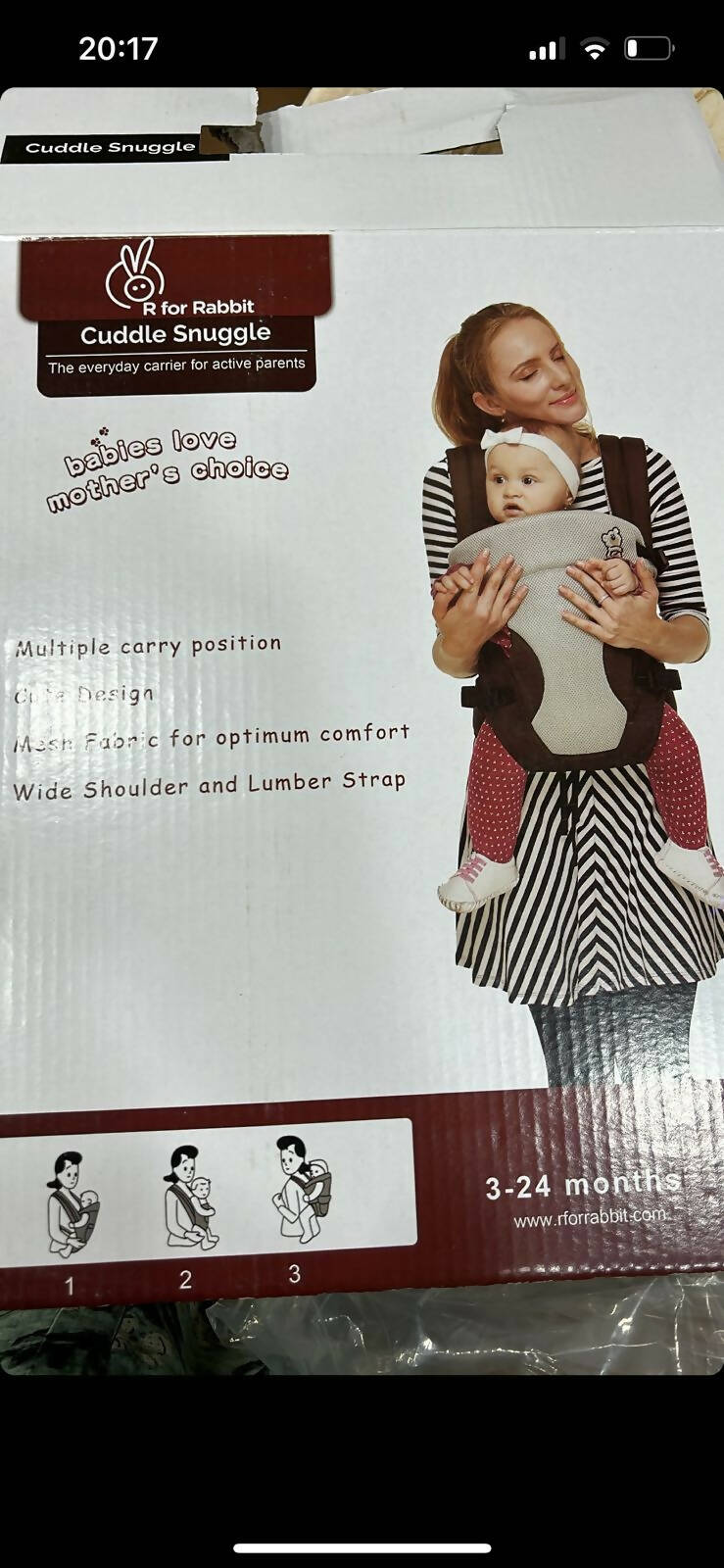 R FOR RABBIT Cuddle Snuggle Baby Carrier